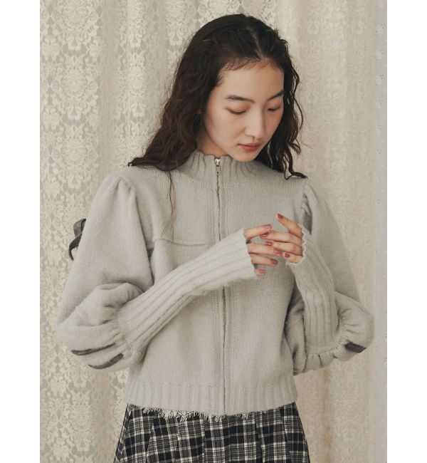 merry jenny「パフスリーブトラックジャケット」|カーディガン|
