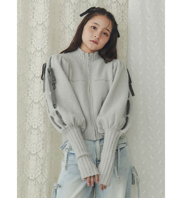 merry jenny「パフスリーブトラックジャケット」|カーディガン|