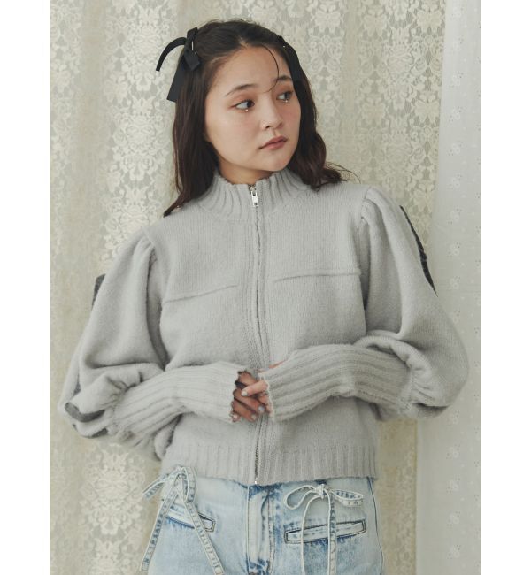 merry jenny「パフスリーブトラックジャケット」|カーディガン|