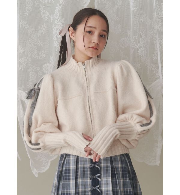 merry jenny「パフスリーブトラックジャケット」|カーディガン|