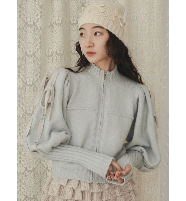 merry jenny「パフスリーブトラックジャケット」|カーディガン|