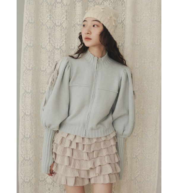 merry jenny「パフスリーブトラックジャケット」|カーディガン|