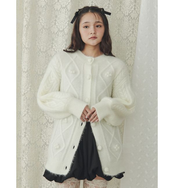 merry jenny「ぽこぽこお花ニットカーディガン」|カーディガン|