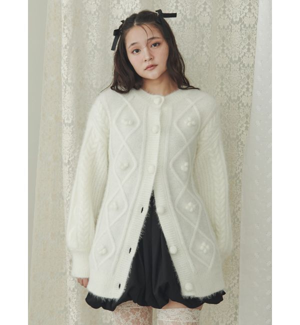 merry jenny「ぽこぽこお花ニットカーディガン」|カーディガン|