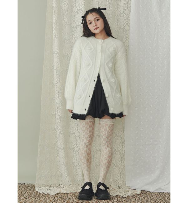 merry jenny「ぽこぽこお花ニットカーディガン」|カーディガン|