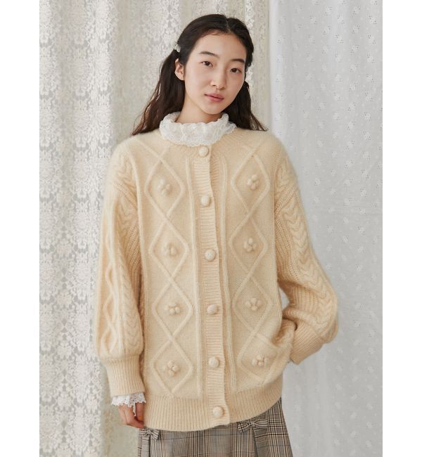 merry jenny「ぽこぽこお花ニットカーディガン」|カーディガン|