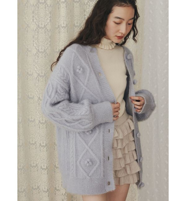 merry jenny「ぽこぽこお花ニットカーディガン」|カーディガン|