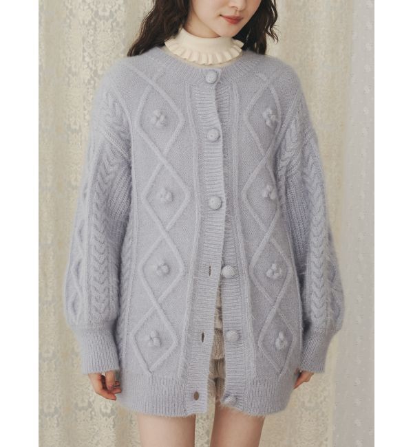 merry jenny「ぽこぽこお花ニットカーディガン」|カーディガン|アイスブルー