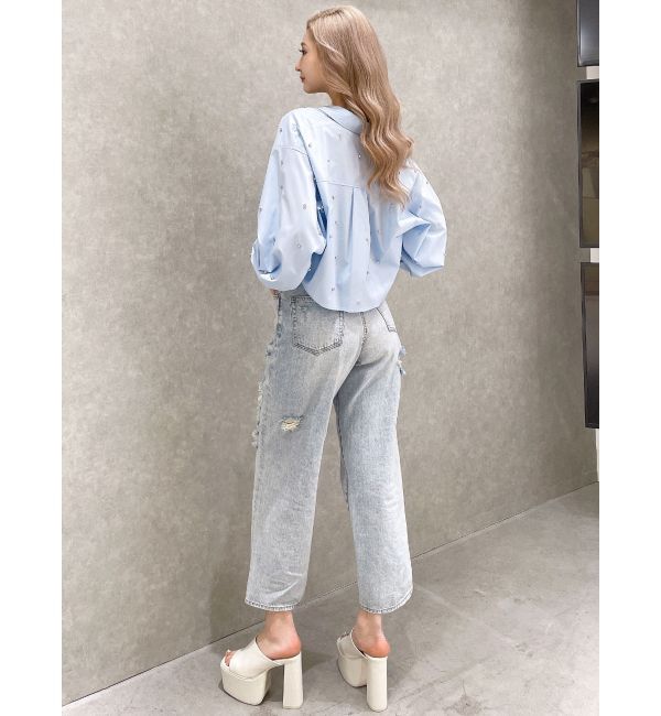 GYDA「ビジュー スタッズ ショート LOOSE シャツ」|シャツ・ブラウス|