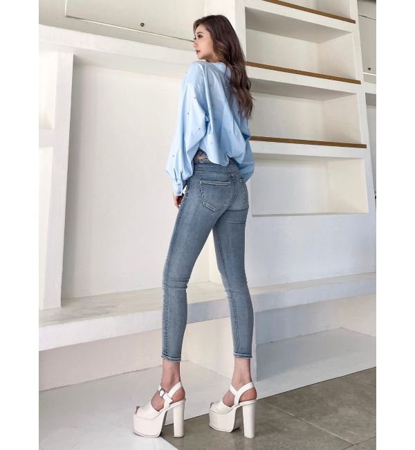 GYDA「ビジュー スタッズ ショート LOOSE シャツ」|シャツ・ブラウス|