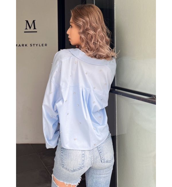 GYDA「ビジュー スタッズ ショート LOOSE シャツ」|シャツ・ブラウス|