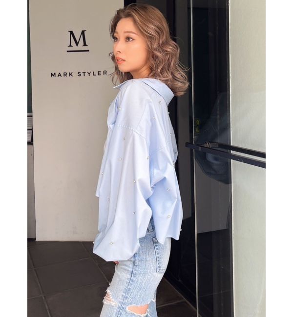 GYDA「ビジュー スタッズ ショート LOOSE シャツ」|シャツ・ブラウス|