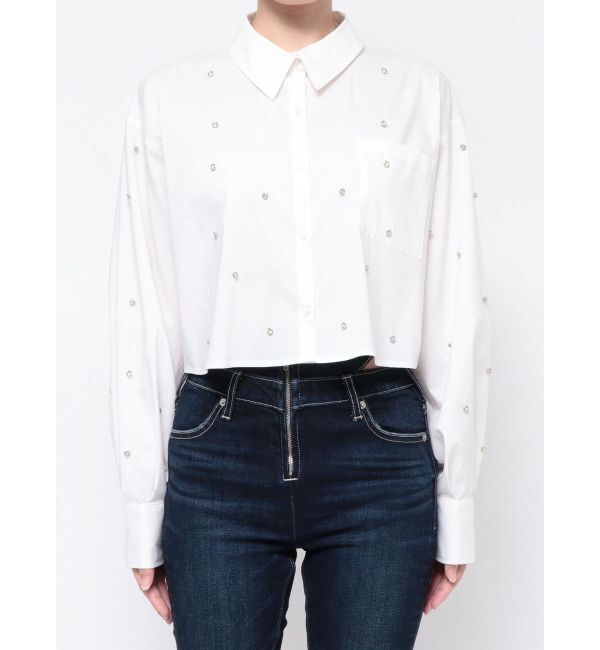 GYDA「ビジュー スタッズ ショート LOOSE シャツ」|シャツ・ブラウス|