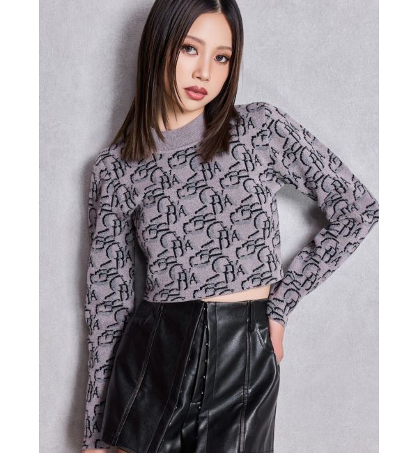 GYDA「GYDA pattern プチハイニットトップス」|ニット・セーター|グレー