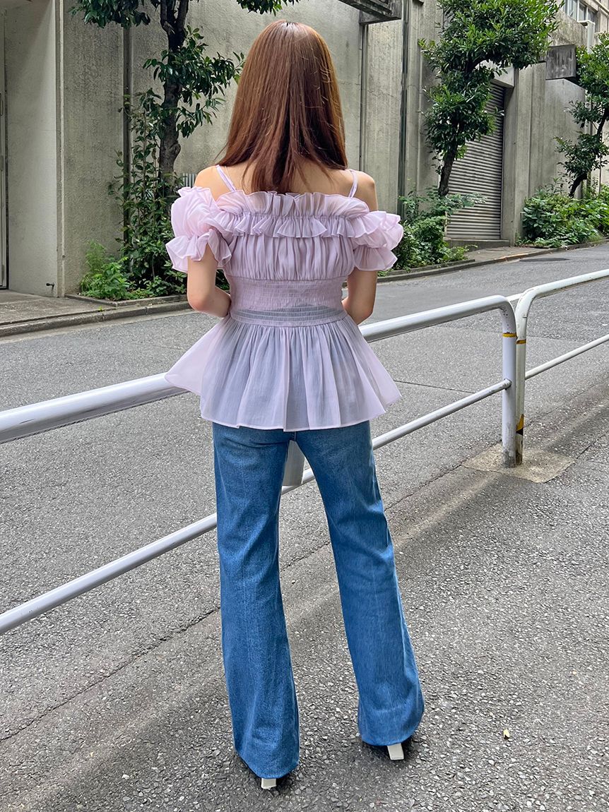 SNIDEL「オフショルフリルブラウス」|シャツ・ブラウス|