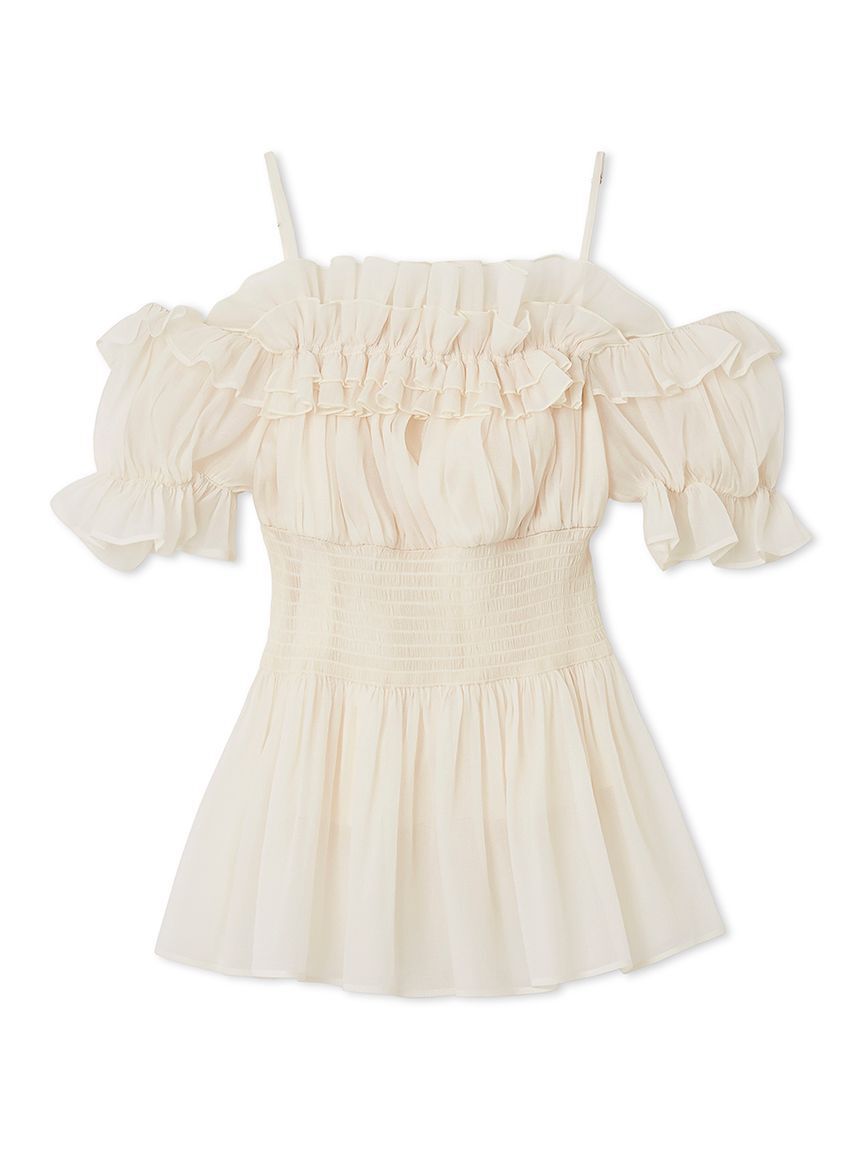 SNIDEL「オフショルフリルブラウス」|シャツ・ブラウス|