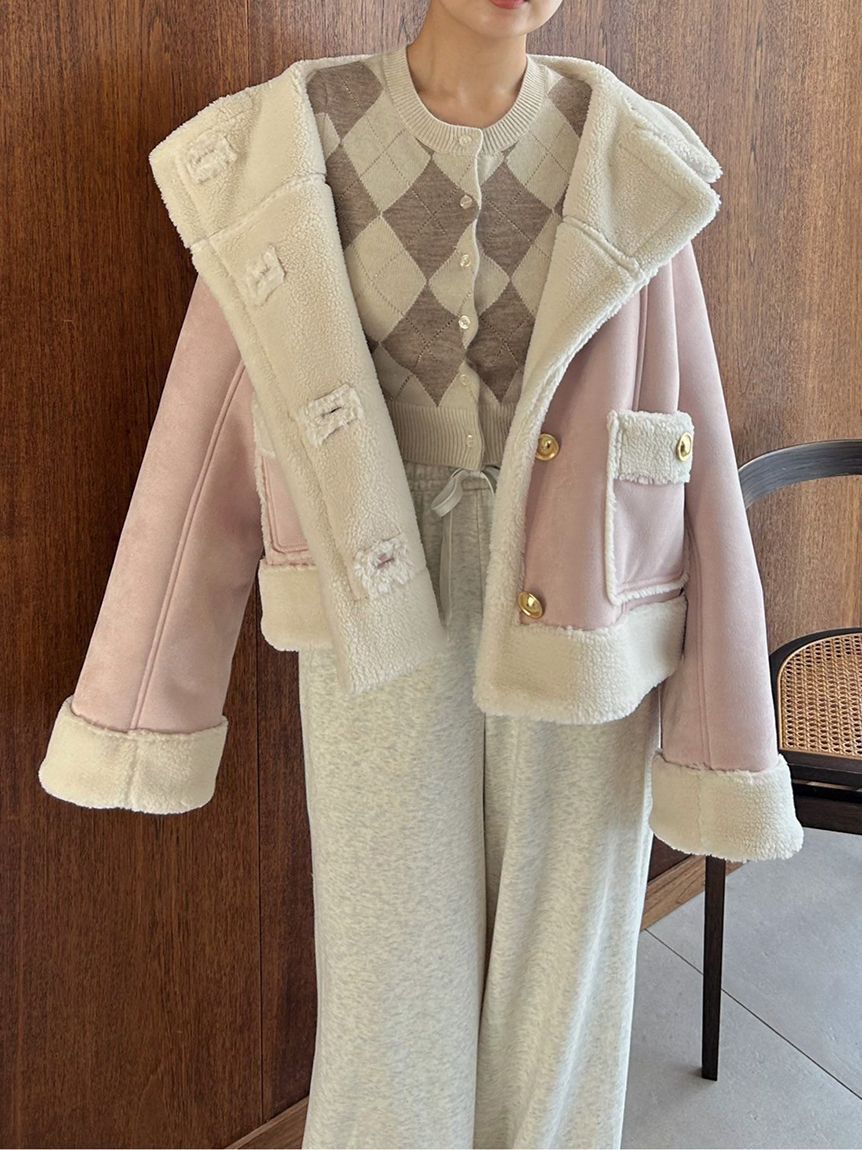 SNIDEL「【WEB限定/ボアコレクション】金ボタンバリエジャケット」|ブルゾン・スタジャン|