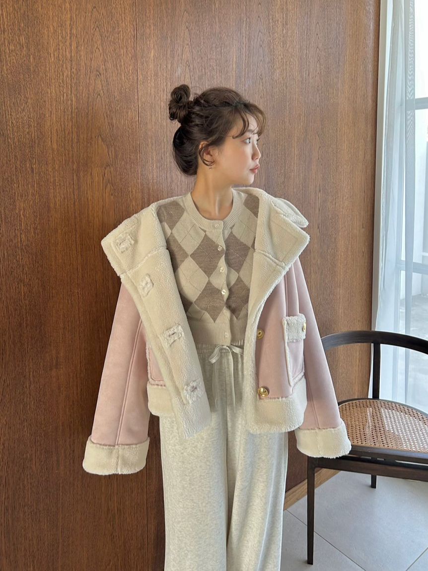 SNIDEL「【WEB限定/ボアコレクション】金ボタンバリエジャケット」|ブルゾン・スタジャン|