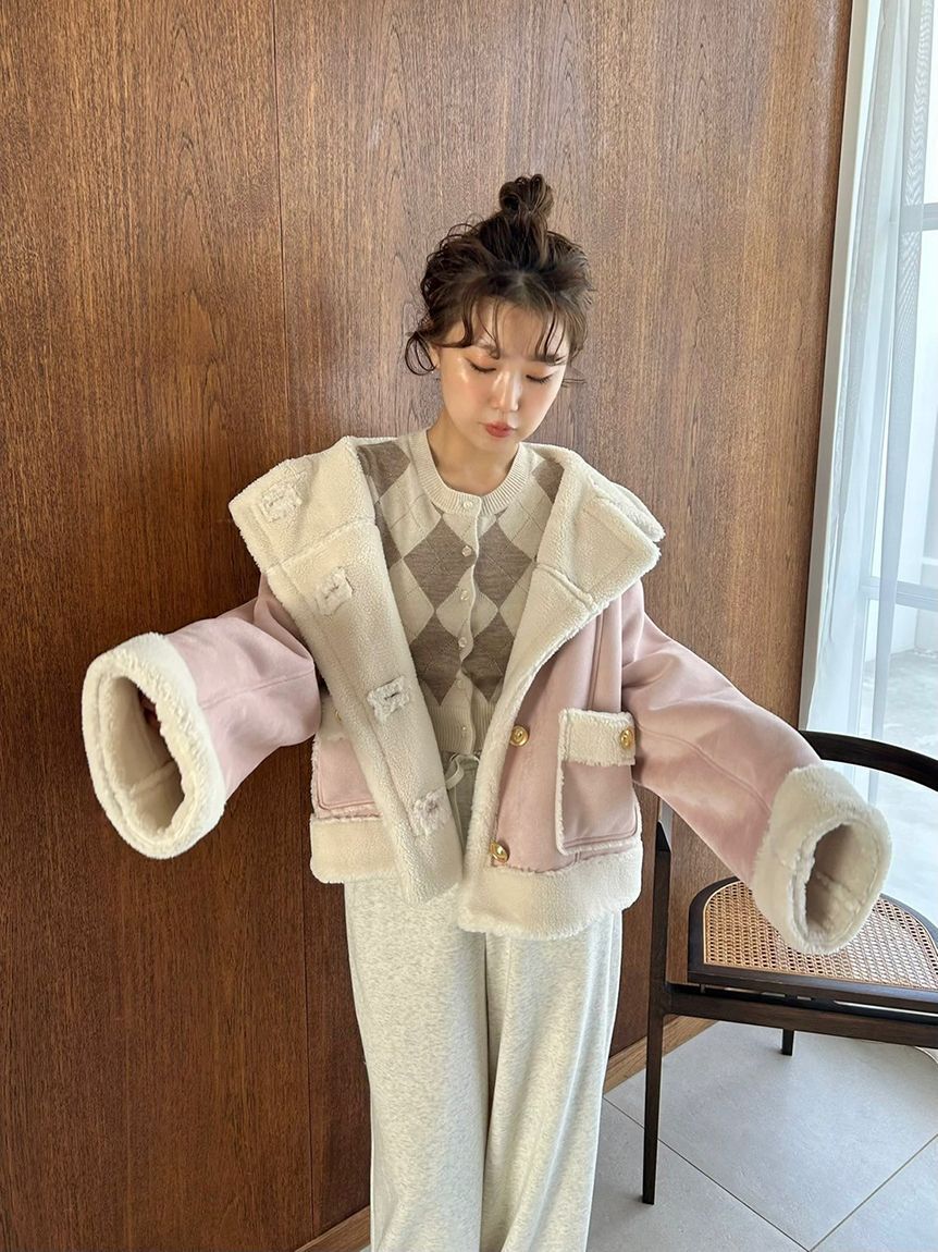 SNIDEL「【WEB限定/ボアコレクション】金ボタンバリエジャケット」|ブルゾン・スタジャン|