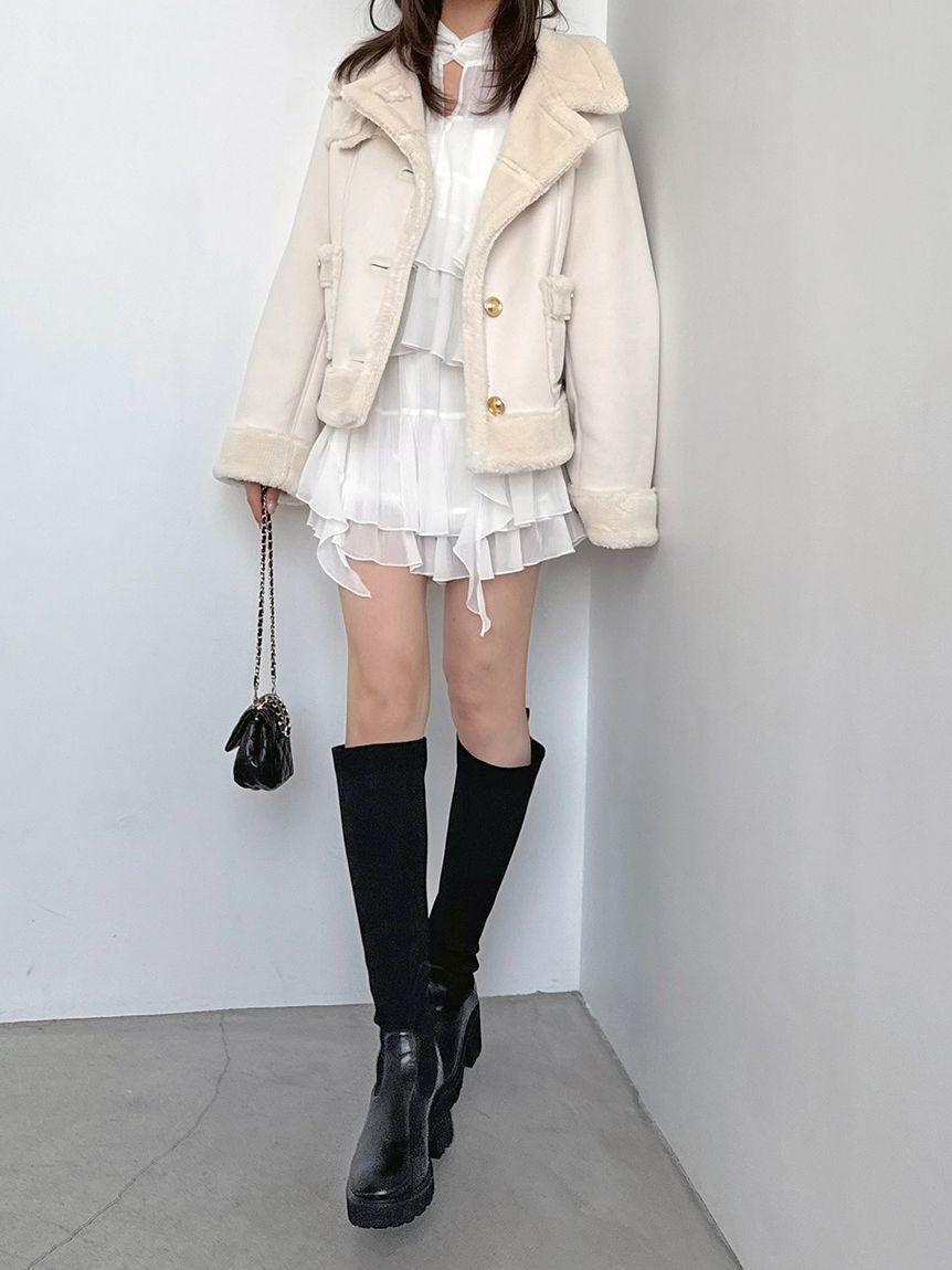 SNIDEL「【WEB限定/ボアコレクション】金ボタンバリエジャケット」|ブルゾン・スタジャン|