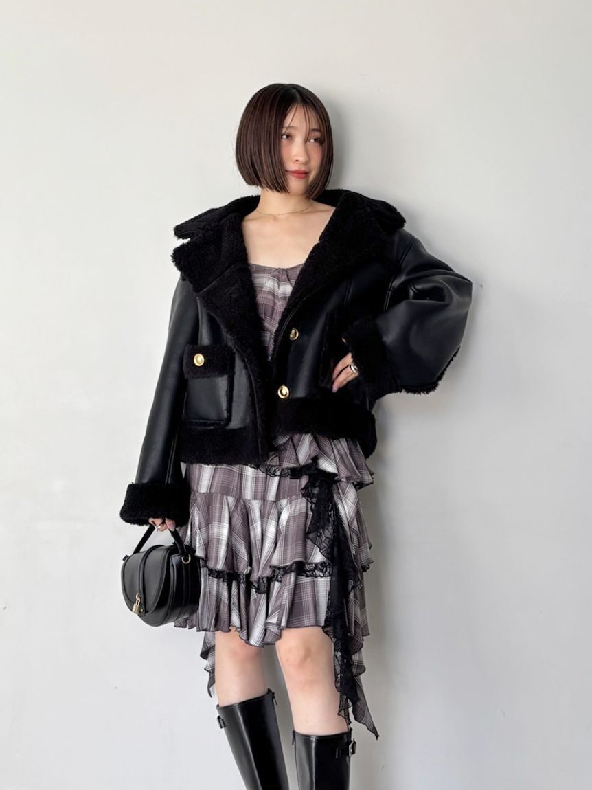 SNIDEL「【WEB限定/ボアコレクション】金ボタンバリエジャケット」|ブルゾン・スタジャン|