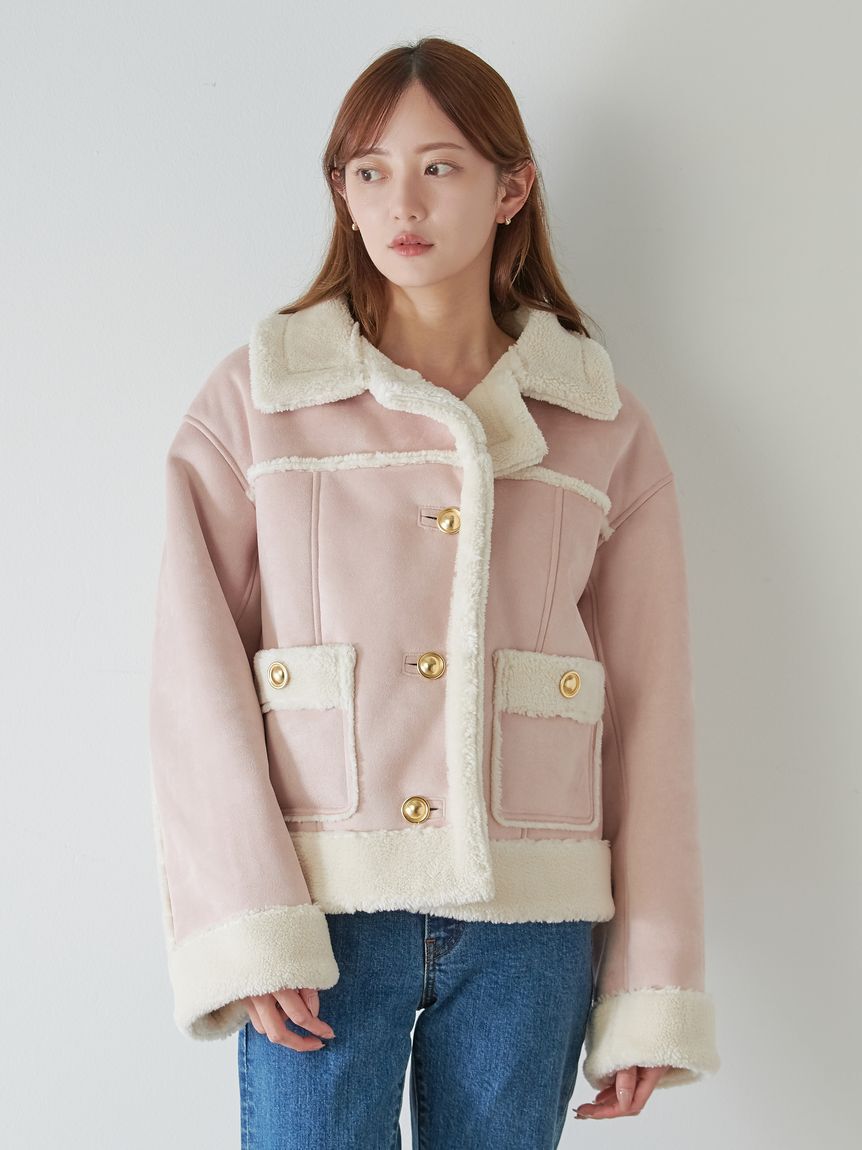 SNIDEL「【WEB限定/ボアコレクション】金ボタンバリエジャケット」|ブルゾン・スタジャン|