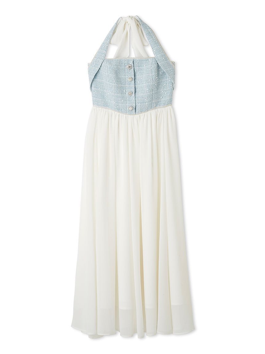 LILY BROWN「【WEB限定カラー】[L.B CANDY STOCK]ツイードコンビホルターネックワンピース」|ワンピース|