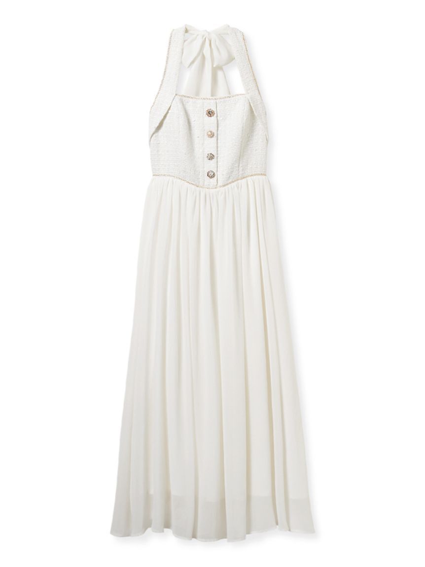 LILY BROWN「【WEB限定カラー】[L.B CANDY STOCK]ツイードコンビホルターネックワンピース」|ワンピース|