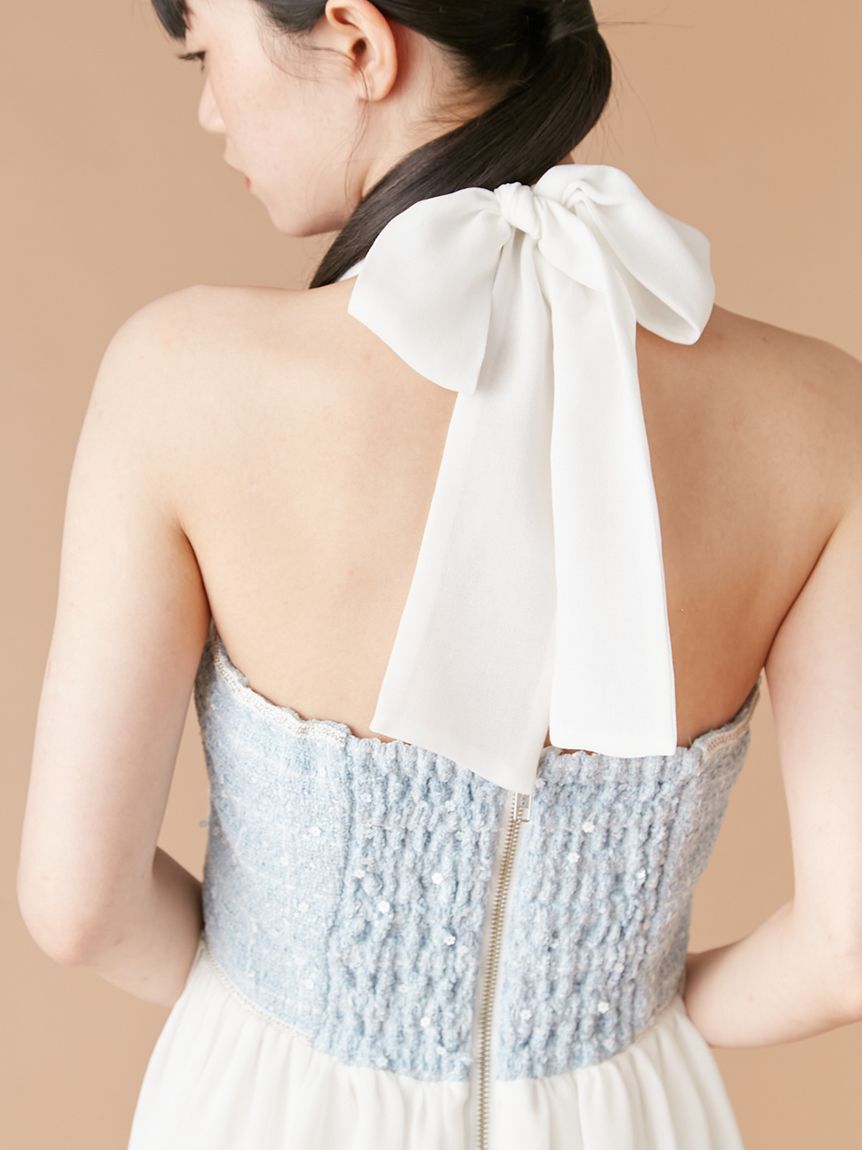 LILY BROWN「【WEB限定カラー】[L.B CANDY STOCK]ツイードコンビホルターネックワンピース」|ワンピース|