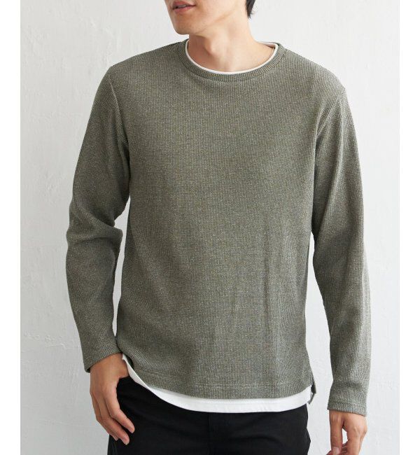 ikka「メランジワッフルフェイクロンTシャツ」|Tシャツ・カットソー|