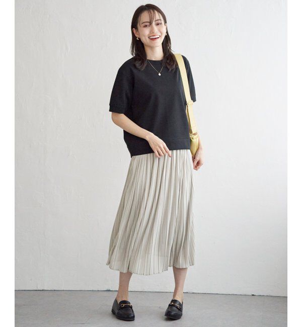 ikka「ラメパフプルオーバープリーツスカートセット」|ワンピース|ブラック