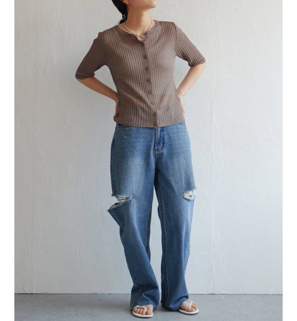 VENCE share style「ラメシアーリブ2WAYカーディガン」|カーディガン|