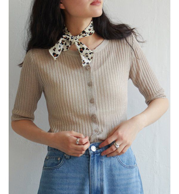 VENCE share style「ラメシアーリブ2WAYカーディガン」|カーディガン|ベージュ