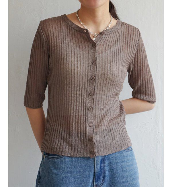 VENCE share style「ラメシアーリブ2WAYカーディガン」|カーディガン|ブラウン