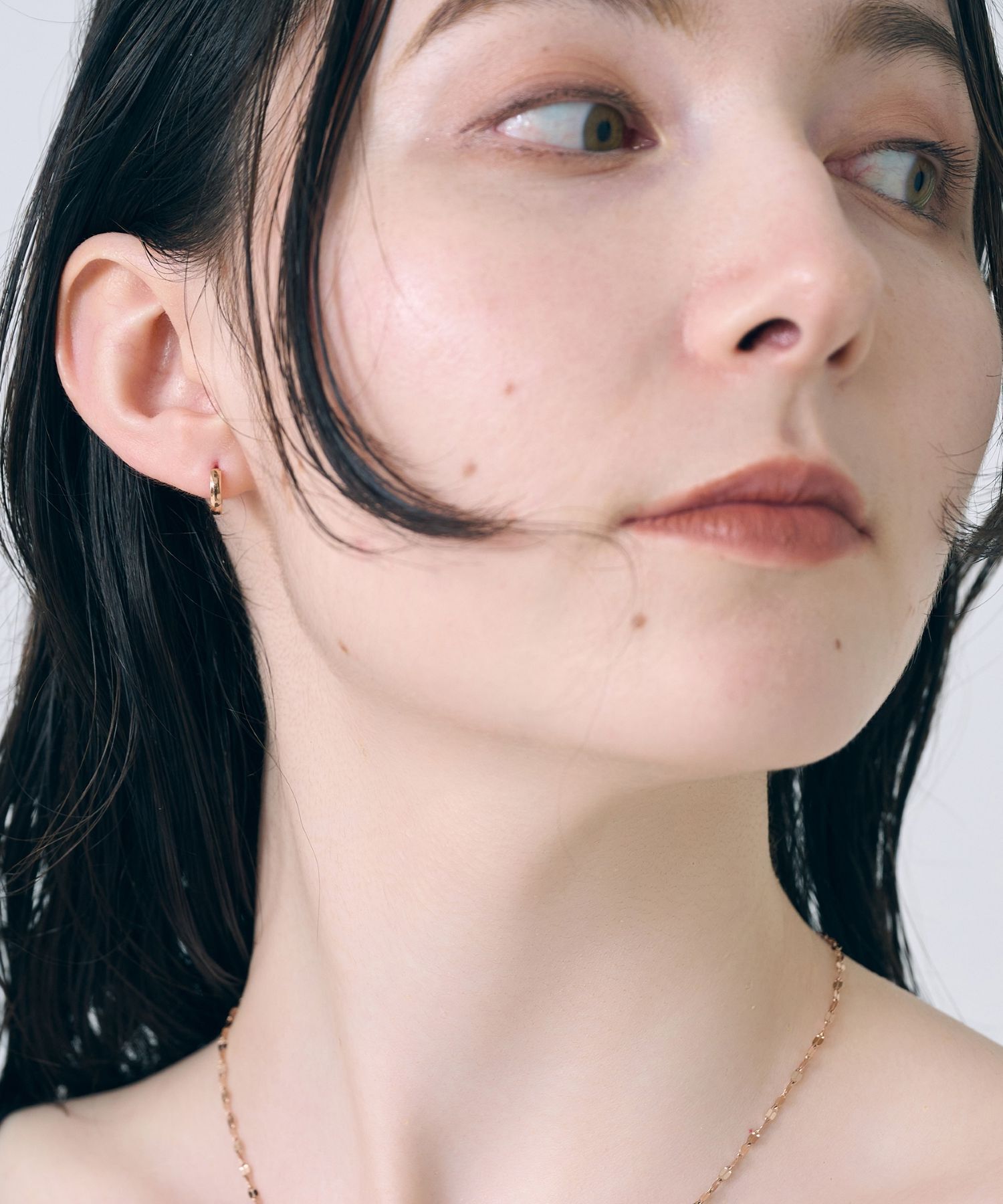 Phoebe「【金属アレルギー対応】ワンタッチメタルフープミニピアス　ローズゴールド/サージカルステンレス」|ピアス|