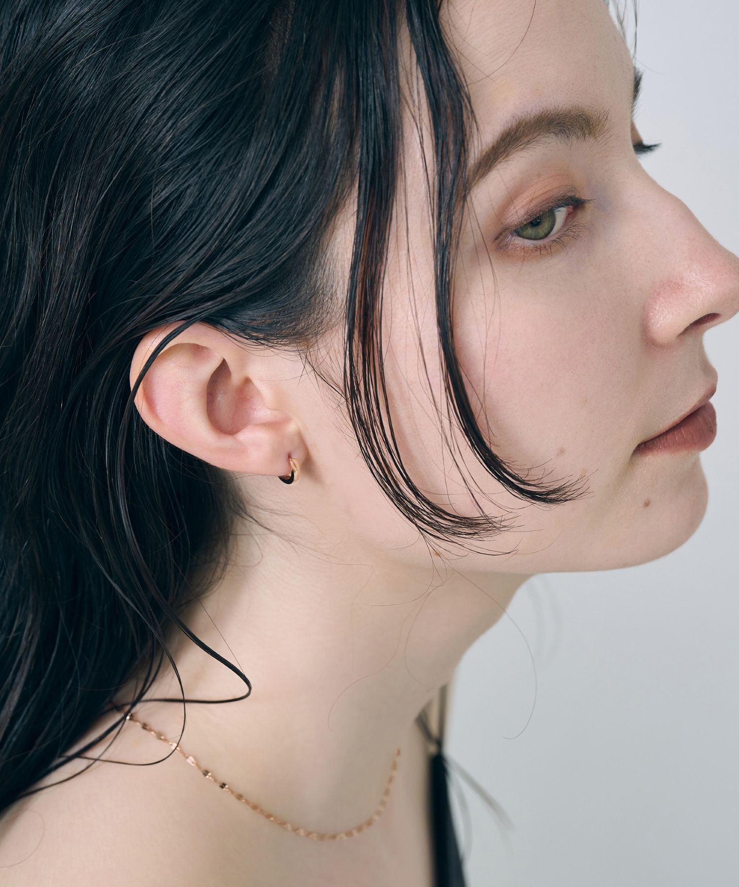 Phoebe「【金属アレルギー対応】ワンタッチメタルフープミニピアス　ローズゴールド/サージカルステンレス」|ピアス|