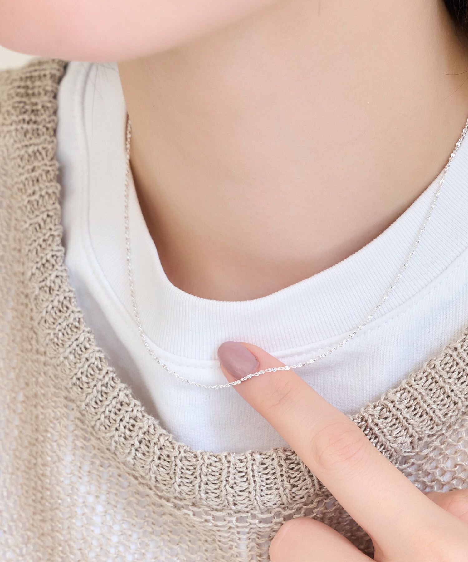 Phoebe「【SV925】シルキーシャインスエッジチェーンネックレス/40cm」|ネックレス|