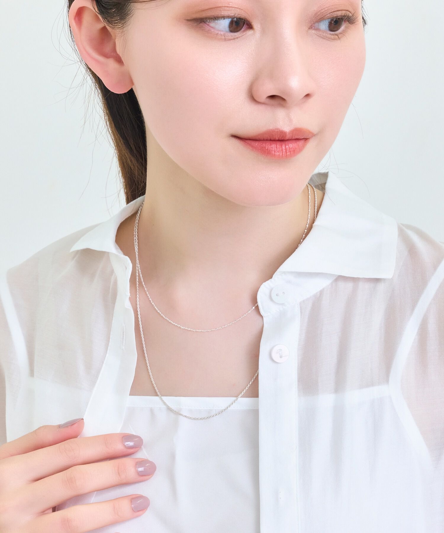 Phoebe「【SV925】シルキーシャインスエッジチェーンネックレス/40cm」|ネックレス|