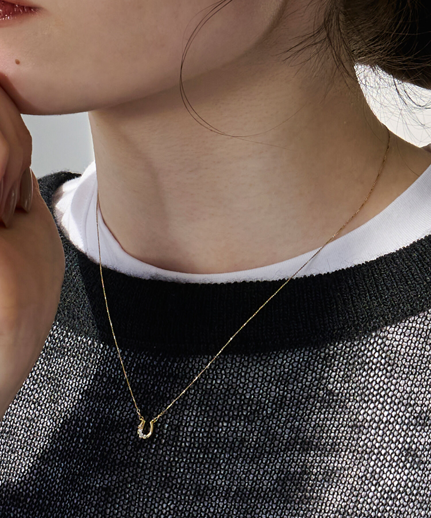 Phoebe「【金属アレルギー対応】ラッキーホースシューネックレス/約40.5cm～43.5cm」|ネックレス|