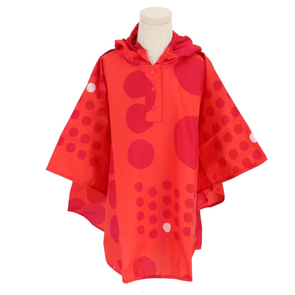 BACKYARD FAMILY「キッズ レイン コート ポンチョ 通販 レインポンチョ カッパ 雨具 サイズ S 80 90」|その他ベビー用品|レッド1