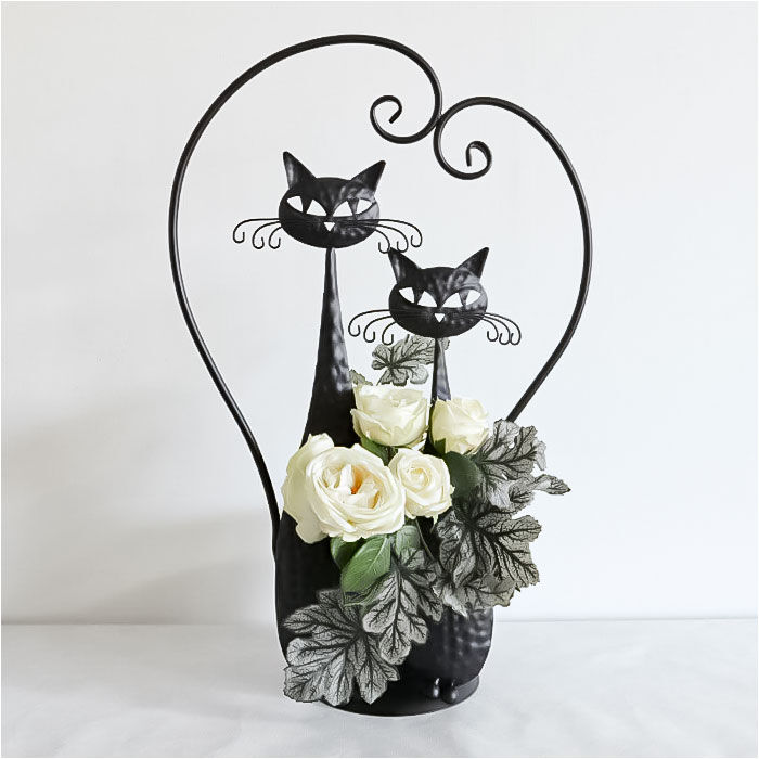 BACKYARD FAMILY「アイアン プランター 鉢カバー ネコ 通販 フラワーポット フラワースタンド プランターカバー」|その他|