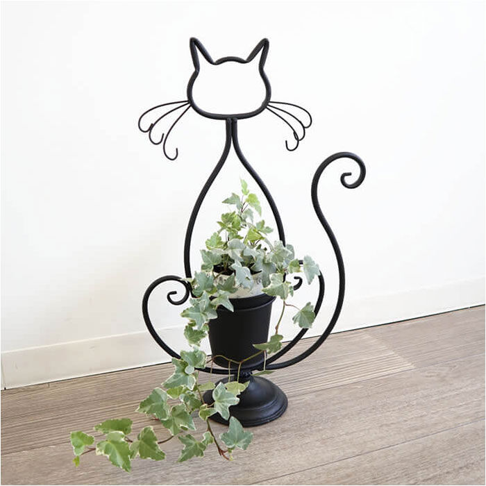 BACKYARD FAMILY「アイアン プランター 鉢カバー ネコ 通販 フラワーポット フラワースタンド プランターカバー」|その他|