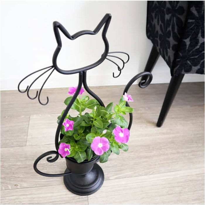 BACKYARD FAMILY「アイアン プランター 鉢カバー ネコ 通販 フラワーポット フラワースタンド プランターカバー」|その他|