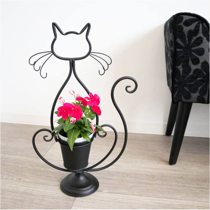 BACKYARD FAMILY「アイアン プランター 鉢カバー ネコ 通販 フラワーポット フラワースタンド プランターカバー」|その他|