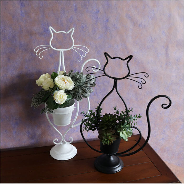 BACKYARD FAMILY「アイアン プランター 鉢カバー ネコ 通販 フラワーポット フラワースタンド プランターカバー」|その他|