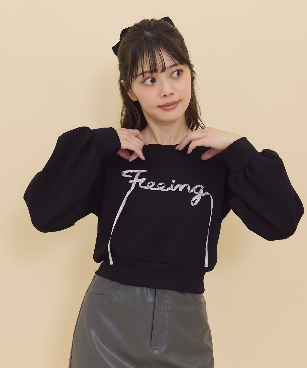 REDYAZEL「テープ刺繍スウェット」|Tシャツ・カットソー|ブラック