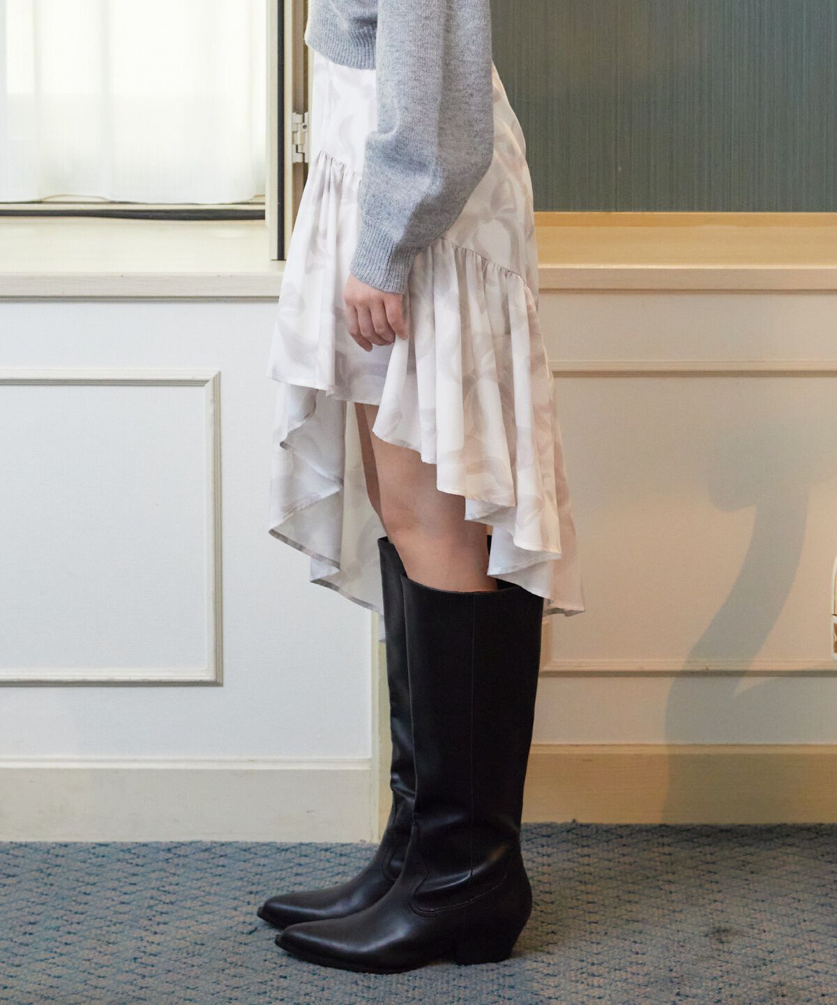 REDYAZEL「リボンプリントスカート」|フレア|