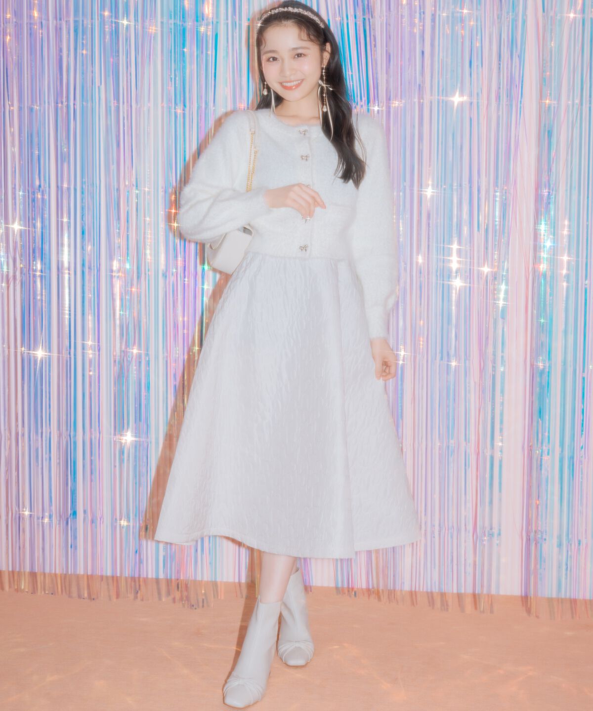 WILLSELECTION「リボンボタンフェザーカーディガン」|カーディガン|