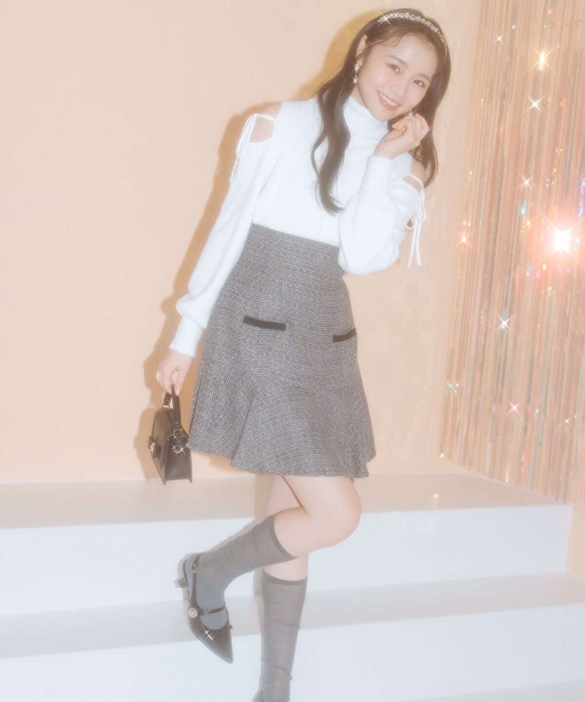 WILLSELECTION「オープンショルダーラメフェザーニット」|ニット・セーター|