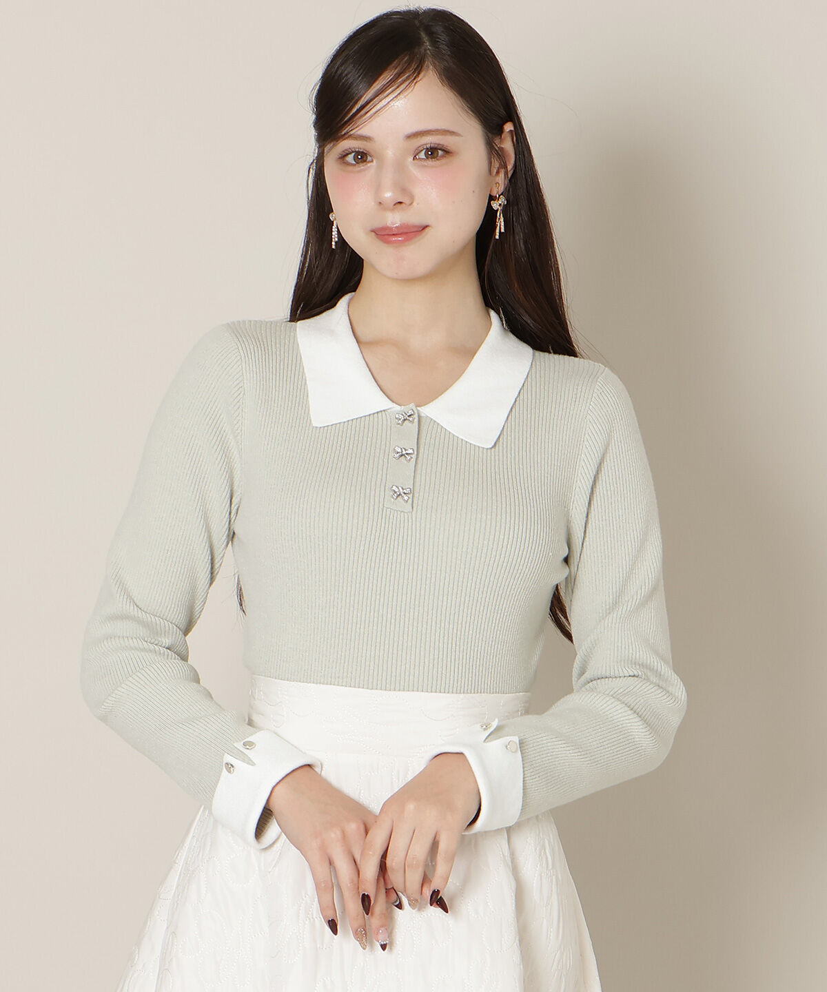 WILLSELECTION「ポロカラーリブニット」|ニット・セーター|ミント